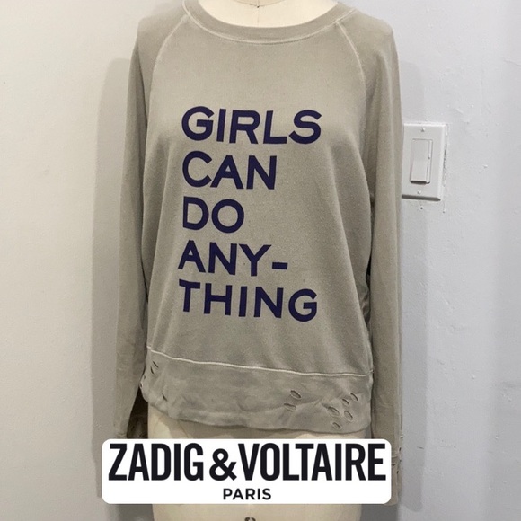 Zadig & Voltaire Sweaters - ZADIG AND VOLTAIRE DISTRESSED CREW NECK SWEATER